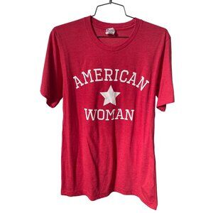 Bella + Canvas American Woman Short Sleeve Graphic T Shirt Womens M Crewneck Red